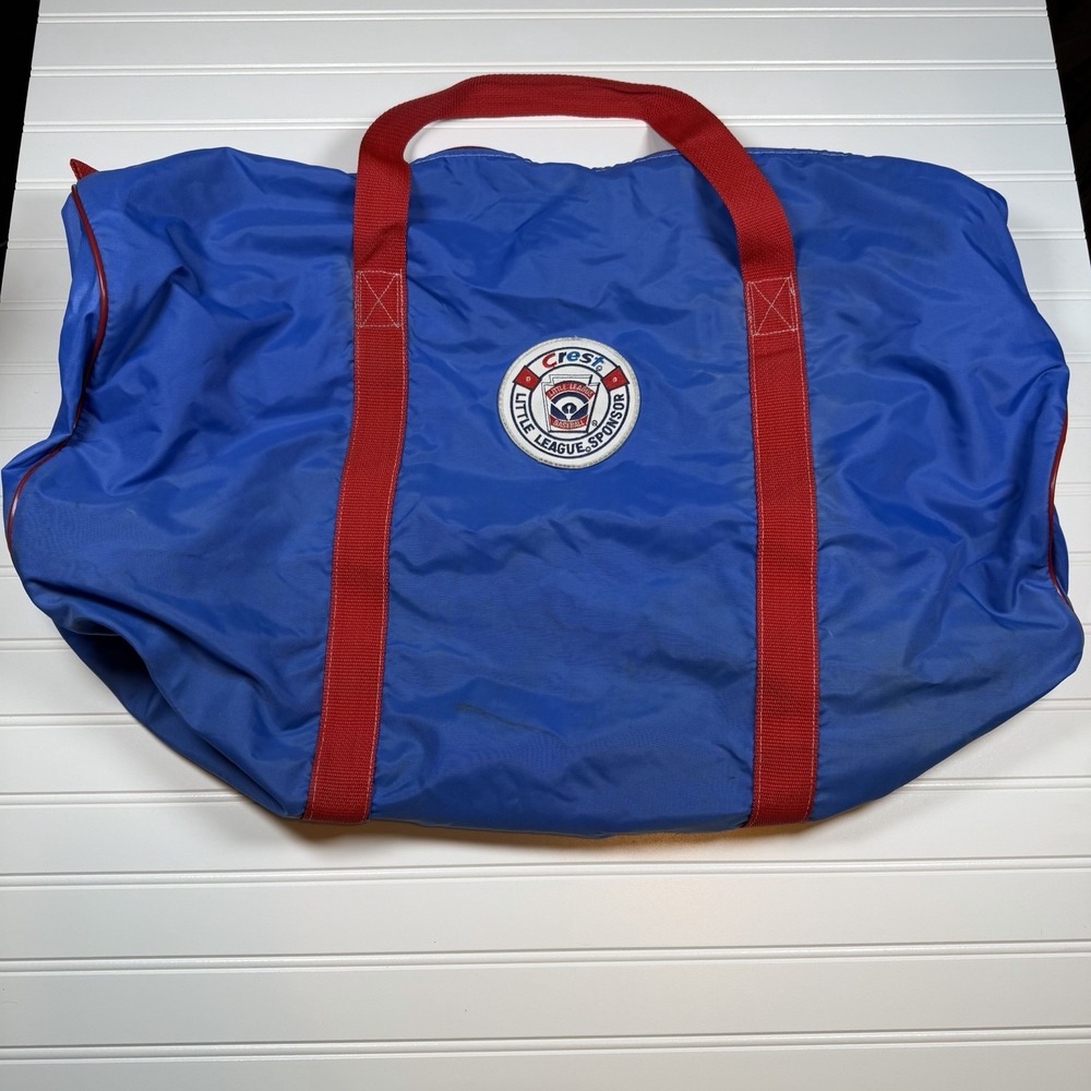 Vintage Little‎ League Baseball Crest Sponsor Duffle Bag Blue And Red